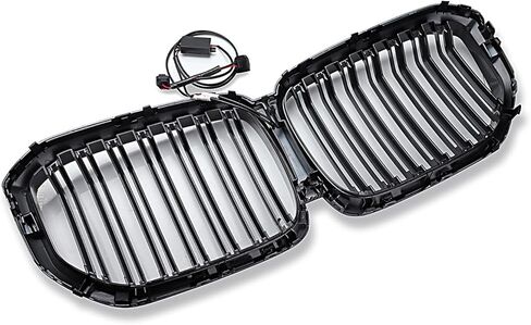 Replacement for 2019-2023 BMW G05 X5 Front Bumer Kidney Grille - Glossy Black Dual Grill with Integrated White LED Light Bar & Night Vision Port - BM1200315, 51137454887, 51138096590 in Kuwait