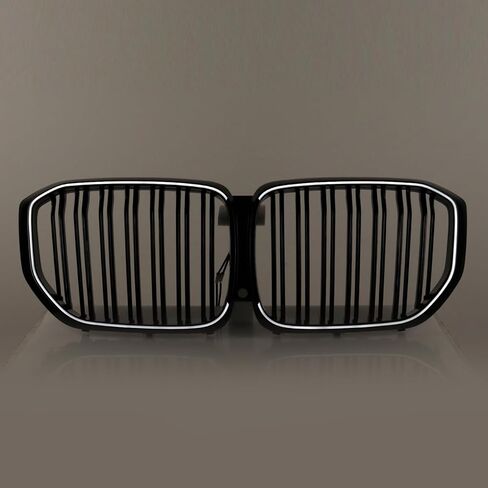 Replacement for 2019-2023 BMW G05 X5 Front Bumer Kidney Grille - Glossy Black Dual Grill with Integrated White LED Light Bar & Night Vision Port - BM1200315, 51137454887, 51138096590 in Kuwait