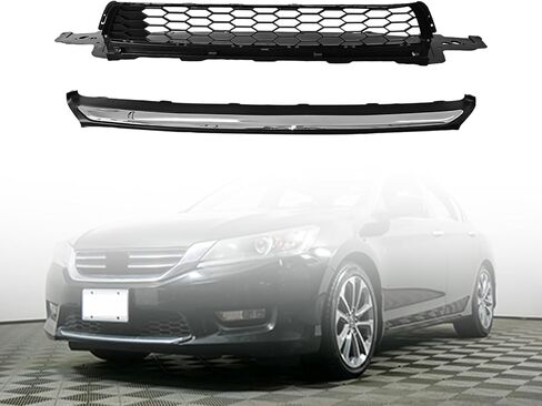 MGWILL Front Bumper Lower Grille W/Chrome Molding Trim Compatible with 2013 2014 2015 Honda Accord Replaces 71103T2AA00, 71150T2FA00 in Kuwait