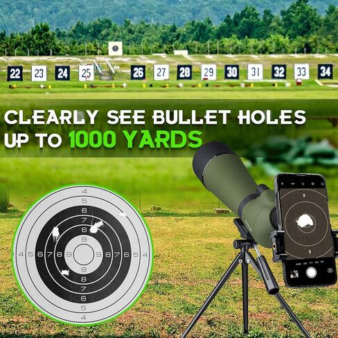 20-60x80 Spotting Scope for Target Shooting Spotter Scope with Tripod Phone Adapter Carrying Bag BAK4 Monocular Telescope for Hunting Birdwatching Camping Black in Kuwait