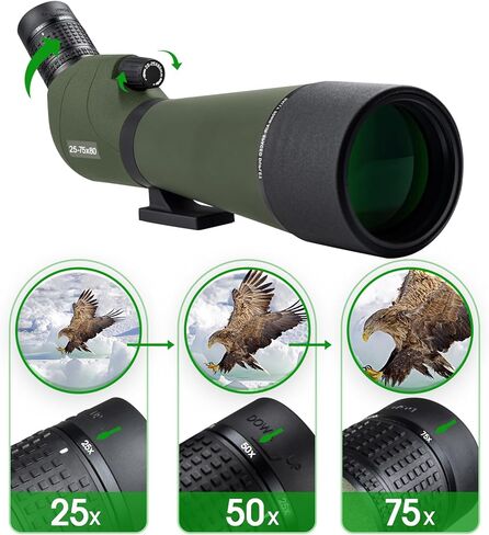 20-60x80 Spotting Scope for Target Shooting Spotter Scope with Tripod Phone Adapter Carrying Bag BAK4 Monocular Telescope for Hunting Birdwatching Camping Black in Kuwait