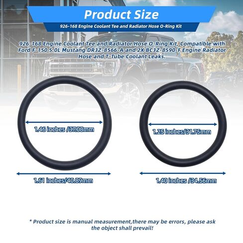 926-168 Radiator Hose and Coolant Pipe Tee O-Ring kit, Compatible with Ford F-150 5.0L DR3Z-8566-A, BC3Z-8590-F, DR-3Z8566A and Lincoln Select Models in Kuwait