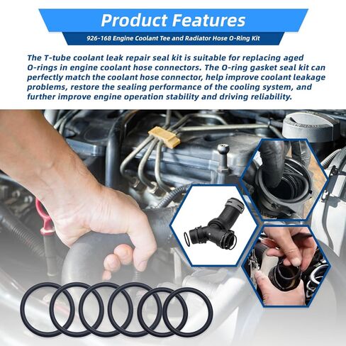 926-168 Radiator Hose and Coolant Pipe Tee O-Ring kit, Compatible with Ford F-150 5.0L DR3Z-8566-A, BC3Z-8590-F, DR-3Z8566A and Lincoln Select Models in Kuwait