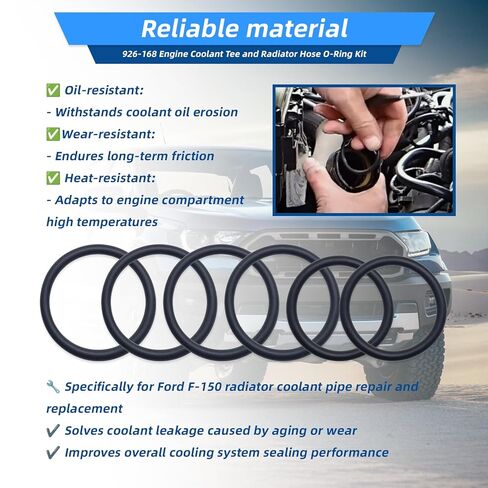 926-168 Radiator Hose and Coolant Pipe Tee O-Ring kit, Compatible with Ford F-150 5.0L DR3Z-8566-A, BC3Z-8590-F, DR-3Z8566A and Lincoln Select Models in Kuwait