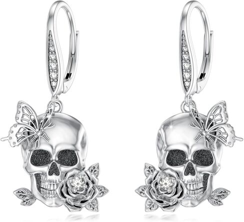 Skeleton Earrings Dangle 925 Sterling Silver Leverback Skull Halloween Earrings for Women Jewelry Gift in Saudi Arabia