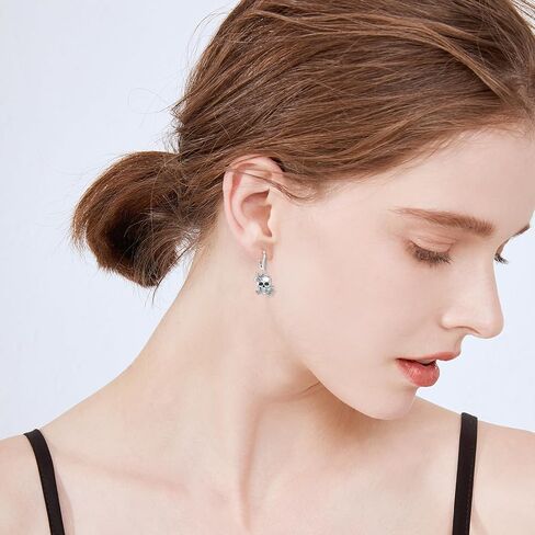Skeleton Earrings Dangle 925 Sterling Silver Leverback Skull Halloween Earrings for Women Jewelry Gift in Saudi Arabia