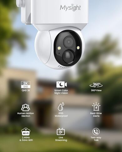 2K HD Colar Cameras Wireless Wireless Outdoor ، No WiFi Camera Security ، 360 ° PTZ View Cameras Outdoor Cameras for Home Security ، 2.4 Ghz WiFi Camera in Kuwait