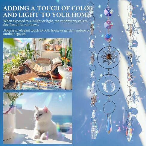 310 Pcs DIY Suncatcher Kits for Adults Colorful Crystal Sun Catchers Making Kits Indoor Window Hanging Prisms with Chain Pendant Ornament Suncatcher DIY Crafts for Garden Decoration, Box Not Included in Saudi Arabia