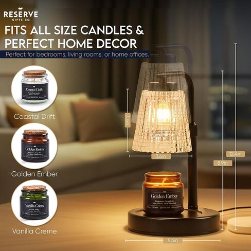Candle Warmer Lamp Gift Set with 3 Premium Soy Candles, 6% Essential Oils, Adjustable Timer (2/4/8H) 4-Level Dimmer Elegant Flameless Wax Melt Lamp for Home Décor & Gifting in Saudi Arabia