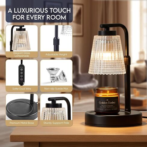 Candle Warmer Lamp Gift Set with 3 Premium Soy Candles, 6% Essential Oils, Adjustable Timer (2/4/8H) 4-Level Dimmer Elegant Flameless Wax Melt Lamp for Home Décor & Gifting in Saudi Arabia