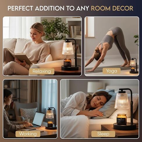 Candle Warmer Lamp Gift Set with 3 Premium Soy Candles, 6% Essential Oils, Adjustable Timer (2/4/8H) 4-Level Dimmer Elegant Flameless Wax Melt Lamp for Home Décor & Gifting in Saudi Arabia