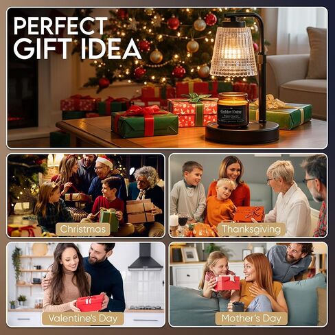 Candle Warmer Lamp Gift Set with 3 Premium Soy Candles, 6% Essential Oils, Adjustable Timer (2/4/8H) 4-Level Dimmer Elegant Flameless Wax Melt Lamp for Home Décor & Gifting in Saudi Arabia