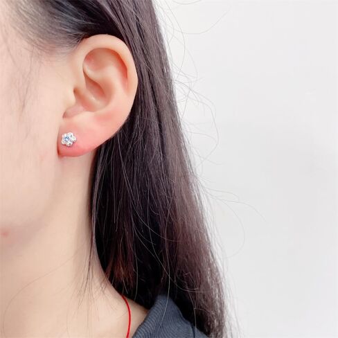 20G Blue CZ Flower Screw Flat Back Small Tiny Stud Earrings for Women Minimalist Cute Silver Plated Cartilage Tragus Piercing Little Studs Hypoallergenic Jewelry Birthday in Saudi Arabia