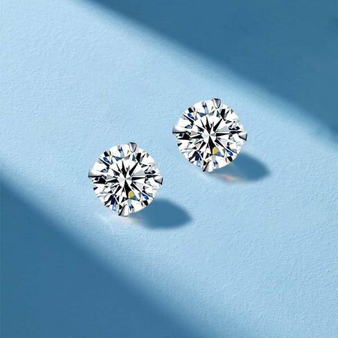 925 Silver Stud Earrings 8mm Round Zirconia Stud Small Stud Earrings for Multiple Piercings Daily and Party Occasions, Holiday Gifts, Women's Fashion Jewellery in Saudi Arabia