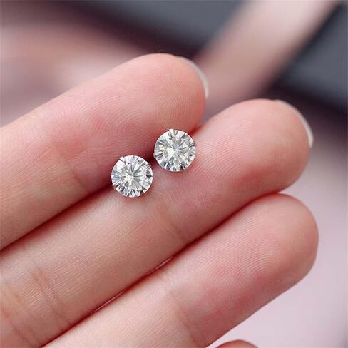 925 Silver Stud Earrings 8mm Round Zirconia Stud Small Stud Earrings for Multiple Piercings Daily and Party Occasions, Holiday Gifts, Women's Fashion Jewellery in Saudi Arabia