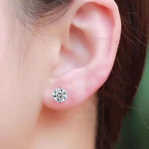 925 Silver Stud Earrings 8mm Round Zirconia Stud Small Stud Earrings for Multiple Piercings Daily and Party Occasions, Holiday Gifts, Women's Fashion Jewellery in Saudi Arabia
