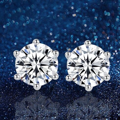 925 Silver Stud Earrings 8mm Round Zirconia Stud Small Stud Earrings for Multiple Piercings Daily and Party Occasions, Holiday Gifts, Women's Fashion Jewellery in Saudi Arabia