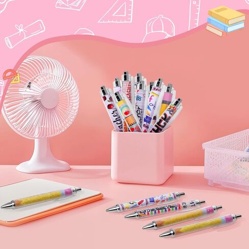 20 Pack Teacher Appreciation Gel Pens, Cute Retractable Ballpoint Pens with Teacher Patterns, Bulk Black Ink Pens for Teacher Gifts, Classroom Rewards & Back to School in Saudi Arabia