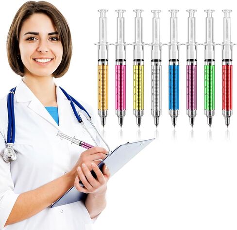 Leery 40 Pcs Syringe Pens Bulk, 8-Color Retractable Nurse Pens for Medical Professionals, Nursing Student Gifts, Office & Hospital Supplies (40) in Kuwait
