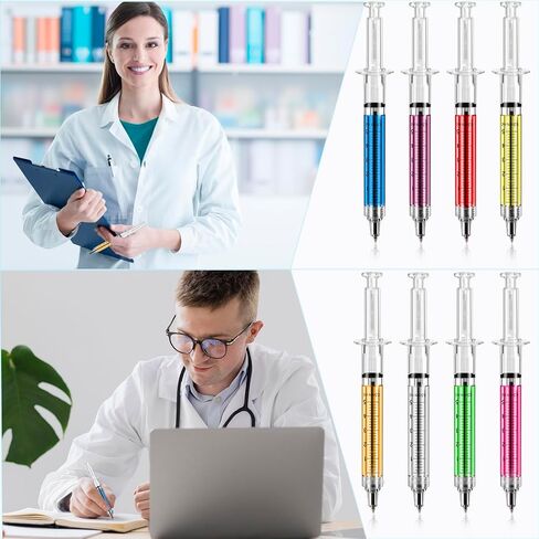 Leery 40 Pcs Syringe Pens Bulk, 8-Color Retractable Nurse Pens for Medical Professionals, Nursing Student Gifts, Office & Hospital Supplies (40) in Kuwait