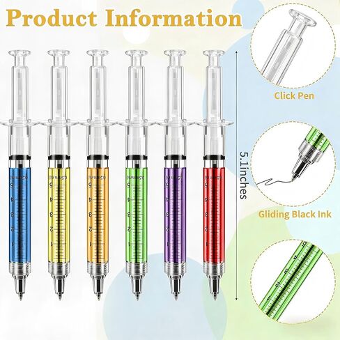 Leery 40 Pcs Syringe Pens Bulk, 8-Color Retractable Nurse Pens for Medical Professionals, Nursing Student Gifts, Office & Hospital Supplies (40) in Kuwait