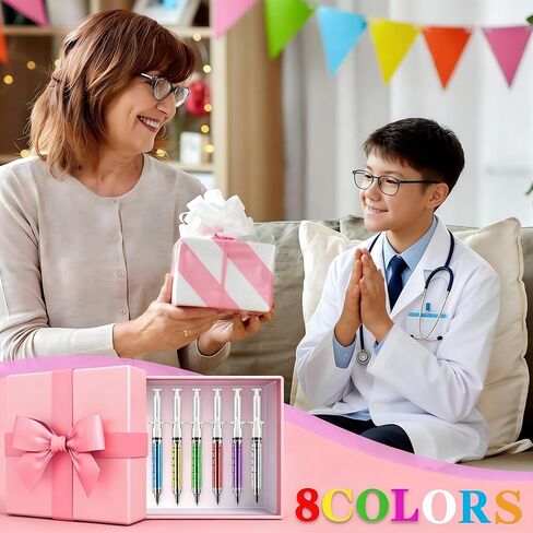 Leery 40 Pcs Syringe Pens Bulk, 8-Color Retractable Nurse Pens for Medical Professionals, Nursing Student Gifts, Office & Hospital Supplies (40) in Kuwait