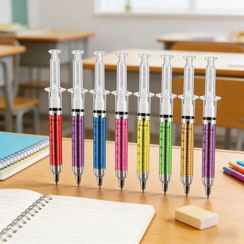 Leery 40 Pcs Syringe Pens Bulk, 8-Color Retractable Nurse Pens for Medical Professionals, Nursing Student Gifts, Office & Hospital Supplies (40) in Kuwait