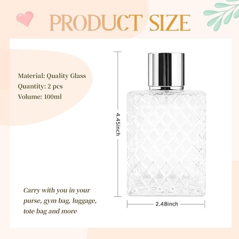 عبوتان من زجاجات العطور الفارغة سعة 100 مل قابلة لإعادة الملء، رذاذ عطر زجاجي مع قمع وقطرات، زجاجات رذاذ عطر مضادة للتسرب أثناء السفر، بخاخ رذاذ ناعم لزيوت الكولونيا العطرية in Kuwait