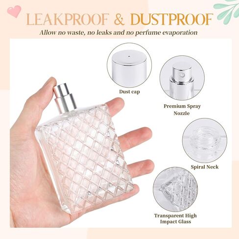 عبوتان من زجاجات العطور الفارغة سعة 100 مل قابلة لإعادة الملء، رذاذ عطر زجاجي مع قمع وقطرات، زجاجات رذاذ عطر مضادة للتسرب أثناء السفر، بخاخ رذاذ ناعم لزيوت الكولونيا العطرية in Kuwait