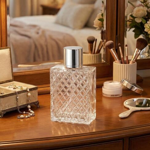 عبوتان من زجاجات العطور الفارغة سعة 100 مل قابلة لإعادة الملء، رذاذ عطر زجاجي مع قمع وقطرات، زجاجات رذاذ عطر مضادة للتسرب أثناء السفر، بخاخ رذاذ ناعم لزيوت الكولونيا العطرية in Kuwait