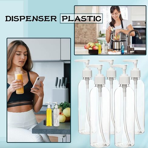 52 قطعة من زجاجة مضخة بلاستيكية فارغة بسعة 8 أونصة/ 250 مل، عبوات شامبو شفافة قابلة لإعادة الملء مع قفل سفر لغسول الجسم والصابون السائل وزيت التدليك وكريم الوجه وبلسم in Kuwait
