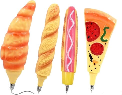 Novelty Food Pens Set -Realistic Pizza Pen Slice Hotdog Ballpoint Pens, Ham Pen Bread pens Black Ink, Fun Creative Stationery for Students Office Gags(4 pcs) in Kuwait