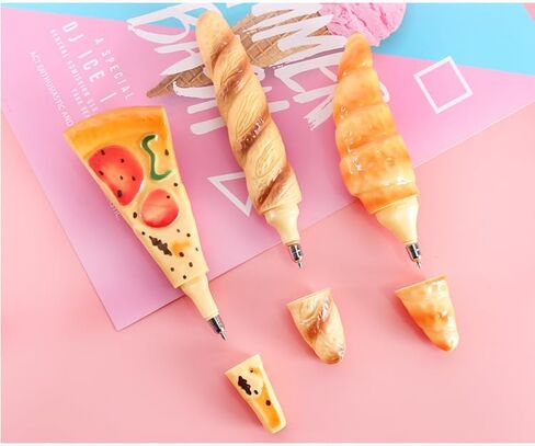 Novelty Food Pens Set -Realistic Pizza Pen Slice Hotdog Ballpoint Pens, Ham Pen Bread pens Black Ink, Fun Creative Stationery for Students Office Gags(4 pcs) in Kuwait