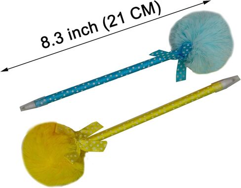 Maydahui 12 PCS Pom Pom Ballpoint Pen Cute Kawaii Fluffy Ball Pens Bowknot Polka Dot Blue Gel Ink for School Girls Valentine's Day in Saudi Arabia
