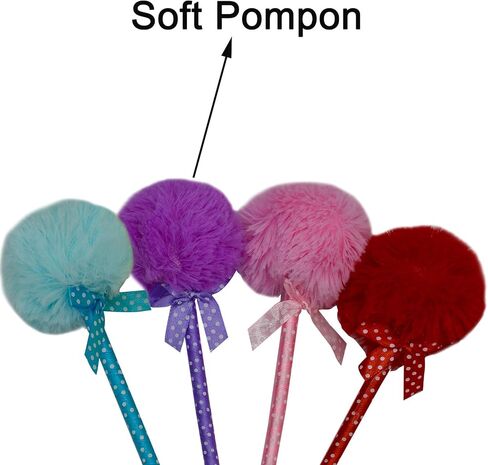 Maydahui 12 PCS Pom Pom Ballpoint Pen Cute Kawaii Fluffy Ball Pens Bowknot Polka Dot Blue Gel Ink for School Girls Valentine's Day in Saudi Arabia