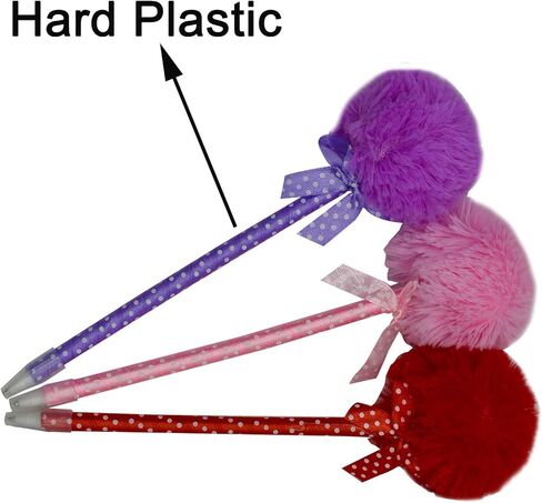 Maydahui 12 PCS Pom Pom Ballpoint Pen Cute Kawaii Fluffy Ball Pens Bowknot Polka Dot Blue Gel Ink for School Girls Valentine's Day in Saudi Arabia