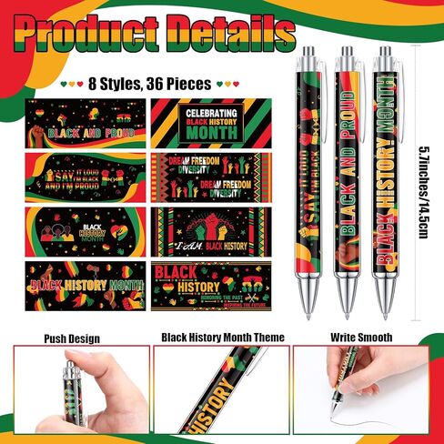 72 Pcs Black History Party Favors Gifts Bulk Black History Month Ballpoint Pens Inspirational Bracelets for African American Freedom Day Celebration Accessories Party Supplies Decorations in Saudi Arabia