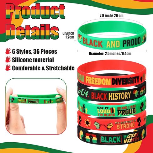 72 Pcs Black History Party Favors Gifts Bulk Black History Month Ballpoint Pens Inspirational Bracelets for African American Freedom Day Celebration Accessories Party Supplies Decorations in Saudi Arabia