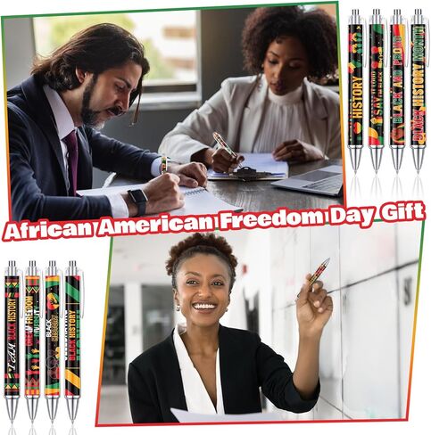 72 Pcs Black History Party Favors Gifts Bulk Black History Month Ballpoint Pens Inspirational Bracelets for African American Freedom Day Celebration Accessories Party Supplies Decorations in Saudi Arabia