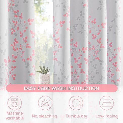 ستائر MEETSKY باللون الوردي المعتم بنسبة 95% لغرفة النوم - ستارة تعتيم الغرفة بحلقات معدنية بطول 63 بوصة، ستائر معزولة حراريًا لغرفة الفتيات، ستائر منقوشة على شكل أوراق شجر مقاس 52 بوصة عرض × 63 بوصة طول، لوحتان in Kuwait