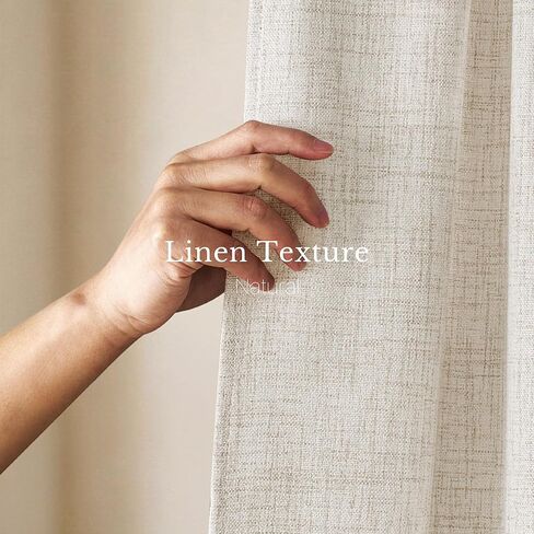 NICETOWN Semi Sheer Curtains 63 inch Length 2 Panels for Bedroom, Rod Pocket & Back Tab Faux Linen Blend Window Treatments Light Filtering Home Decor for Farmhouse, Natural, W55 x L63 in Saudi Arabia