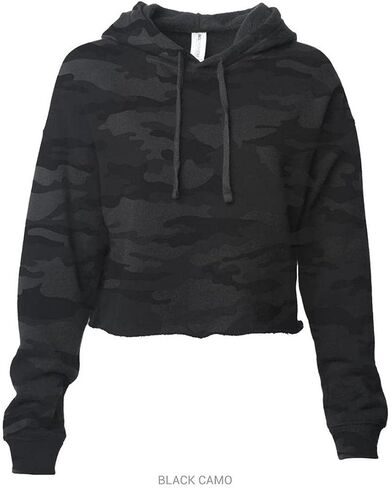 Independent Trading Co. - Women’s Lightweight Crop Hooded Sweatshirt - AFX64CRP - L - Black Camo in Kuwait