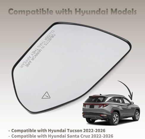 87621N9010 Passenger Side Mirror Glass Compatible with Hyundai Tucson Santa Cruz 2022 2023 2024 2025 2026 Replace 87621N9020 87621N9030, with Heated Blind Spot Detection in Kuwait