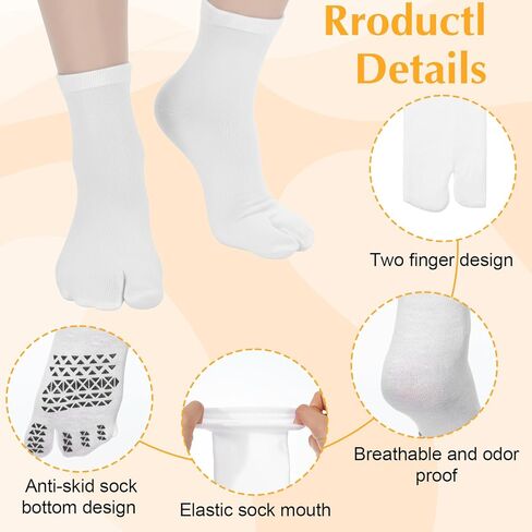 4Pairs Japan Tabi Socks with Anti-slip Dots, Elastic Cotton Split Toe Socks for Flip Flop Unisex Japanese Toe Separated Sock for Men Women in Saudi Arabia