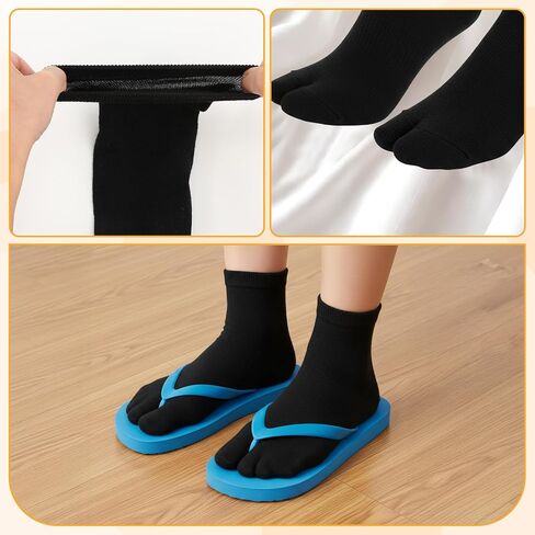 4Pairs Japan Tabi Socks with Anti-slip Dots, Elastic Cotton Split Toe Socks for Flip Flop Unisex Japanese Toe Separated Sock for Men Women in Saudi Arabia