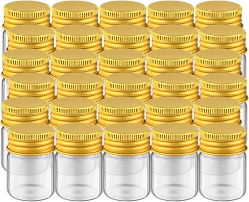 30 Pcs Empty Clear Glass Vials With Aluminum Lids Small Glass Bottles Sample Bottles Seal Jar Storage Containers For Liquid Powder Cosmetic DIY Art Craft (gold lids, 30ml/1oz) in Kuwait