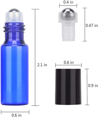 Easytle 96 Pack Essential Oil Roller Bottles 5ml Blue Glass, Reusable, Leak-Proof, UV Protection, Travel & Personal Care, 384 Labels, 8 Opener, 16 Funnels, 16 Droppers in Kuwait