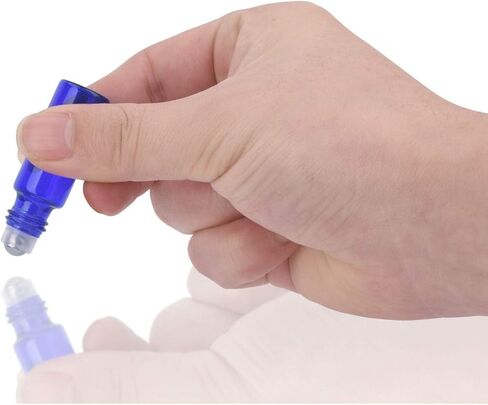 Easytle 96 Pack Essential Oil Roller Bottles 5ml Blue Glass, Reusable, Leak-Proof, UV Protection, Travel & Personal Care, 384 Labels, 8 Opener, 16 Funnels, 16 Droppers in Kuwait