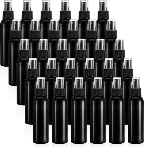 30 Pack Black Empty Spray Bottles, 4oz Plastic Fine Mist Spraying Bottles Small Refillable Sprayer Liquid Containers Portable Misters with Cap Travel Bottle for Perfume, Cleaning, Essential Oil in Kuwait