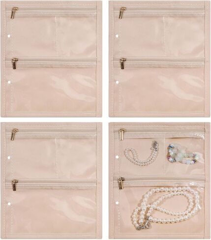 GLOBLELAND 4 Pcs Travel Jewelry Pouch 8×6.9 inch Clear Zipper Velvet Pocket Organizer Storage Bag for Rings Earrings Necklaces Velvet Jewelry Organizer Case for Travel Business Trip in Saudi Arabia